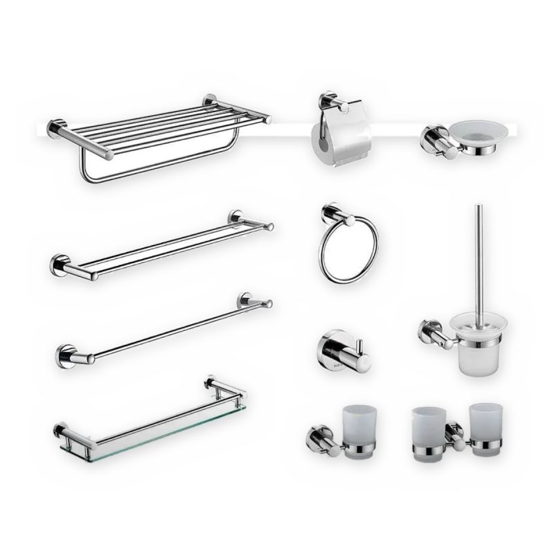 Chrome bathroom accessory set